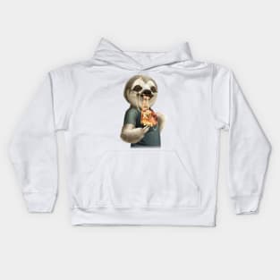 SLOTH EATING PIZZA Kids Hoodie